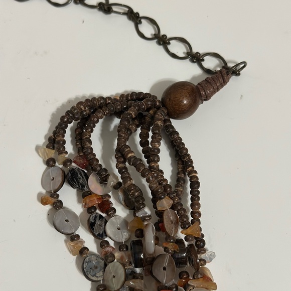 Chico Elegant Brown Beaded Belt With round mosaic pendant Women’s OS - Picture 6 of 13